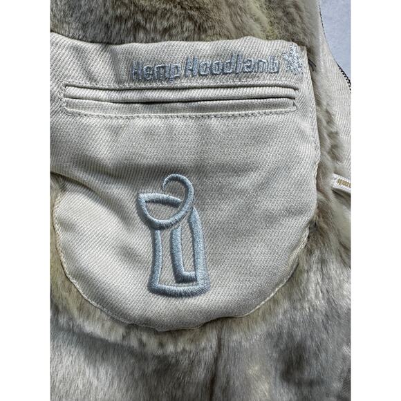 Womens Hemp Hoodlamb Size Medium Jacket Coat Hooded Cream Fur Lined Canvas Heavy - Picture 2 of 12